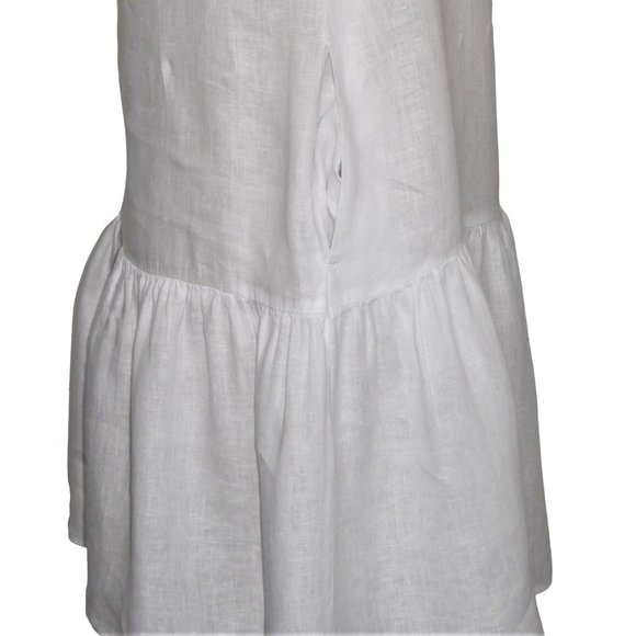 Velvet By G raham & Spencer Kassidy Woven Drop Waist White Linen Dress  Size S - Picture 5 of 12